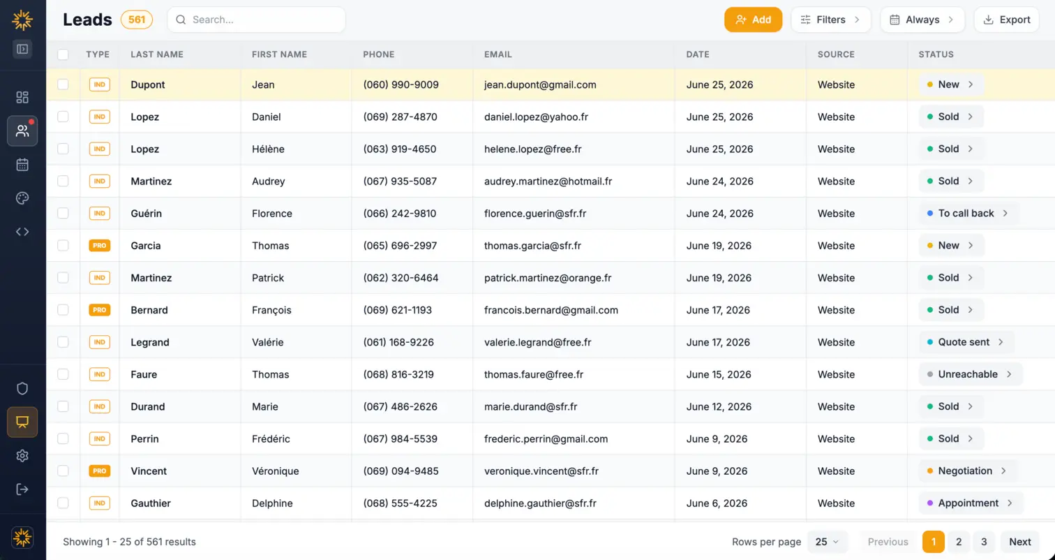 Built-in CRM